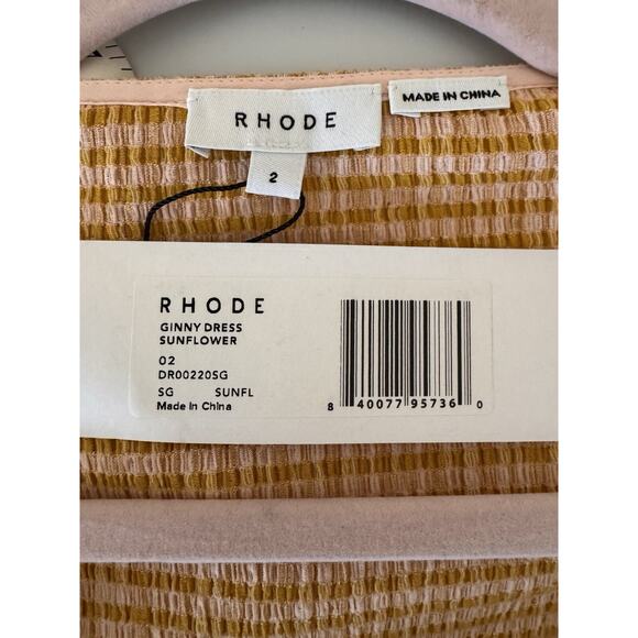 NWT Rhode Ginny Tie Front Gingham Midi Dress US 8 Retro Smocked Flattering - Picture 14 of 15